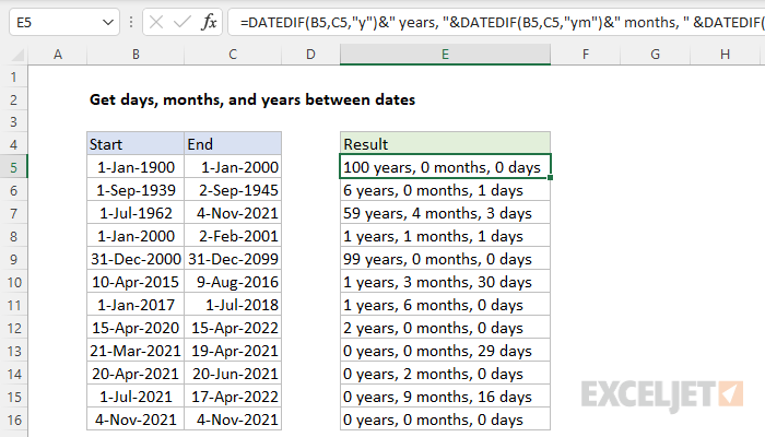 get-days-months-and-years-between-dates-excel-formula-exceljet